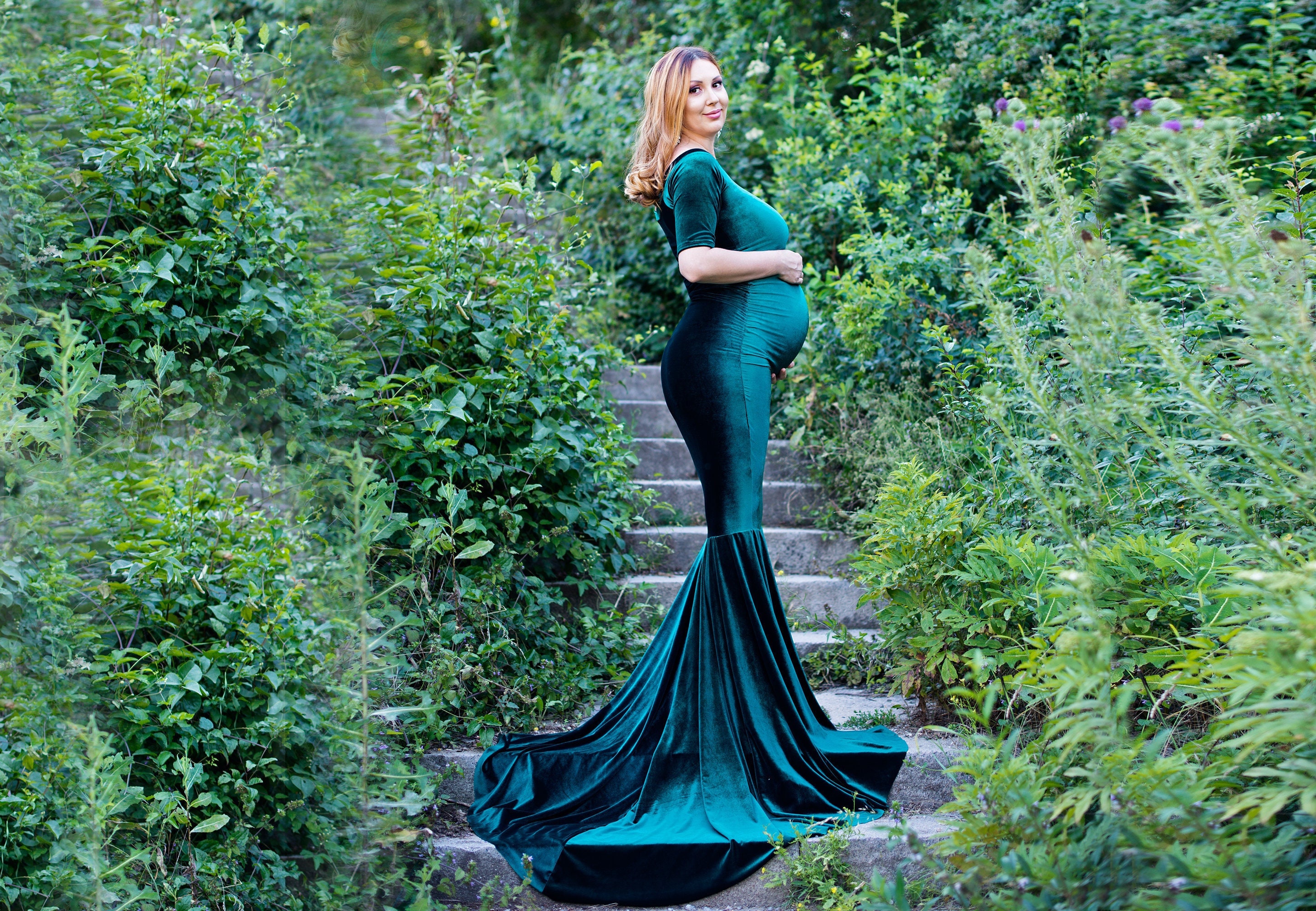 Blue V-neck maternity Slip dress › MONAMOON