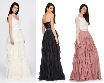 Wedding Skirt, Blush Flowy Skirt, Victorian Skirt, Royalcore Skirt, Renaissance Skirt, Edwardian Skirt, Pleated Tulle Skirt