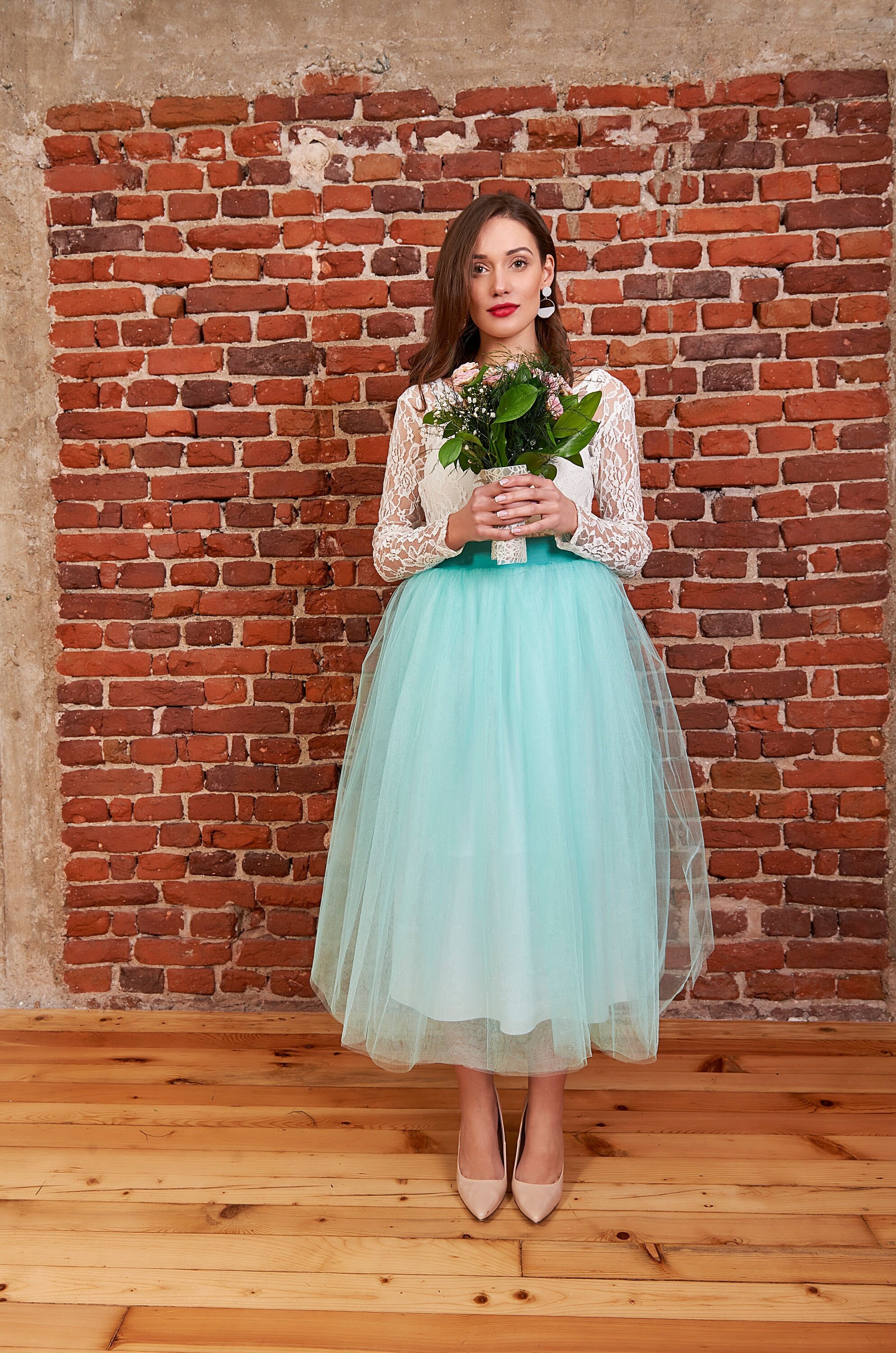 Jupe en tulle de demoiselle d honneur vert menthe tutu plisse taille haute pour adulte tenue de fete aerienne jupe en tulle midi chic classique Etsy France
