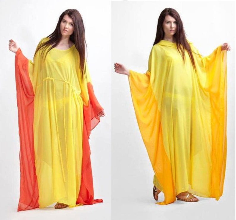 yellow caftan dress