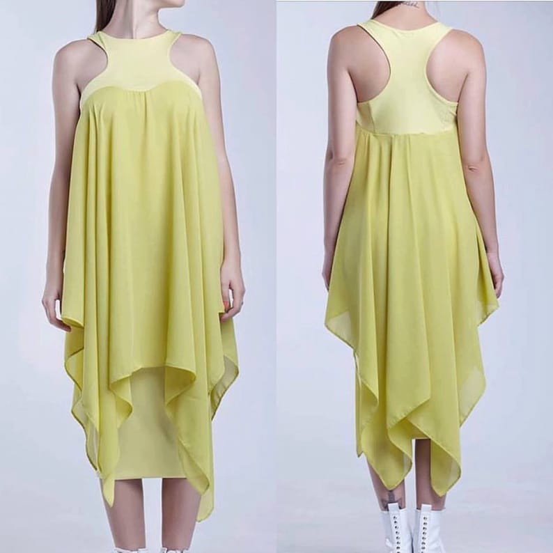 Yellow Dress Sleeveless Dress Summer Dress Beach Dress Asymmetric Dress Boho Dress Women Dress Cocktail Dress Bridesmaid Dress