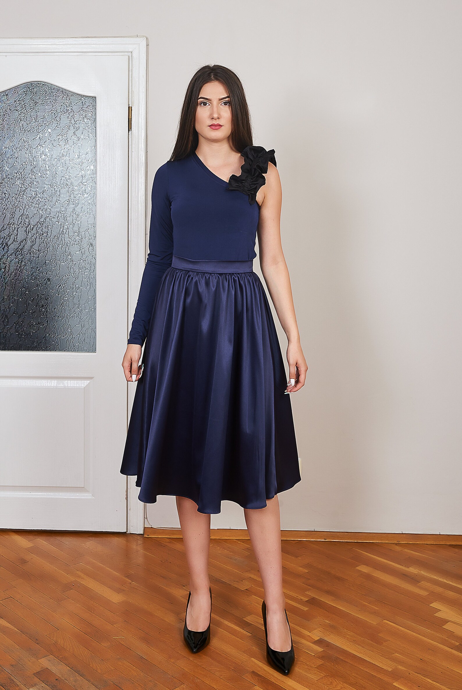 Navy Blue Satin Skirt Satin Wedding Skirt Maxi Bridal Skirt Etsy