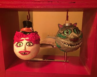 Alice in Wonderland Ornaments (Mad Hatter & Cheshire Cat featured)