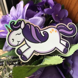Holographic Unicorn Sticker Purple Unicorn Vinyl Sticker Holo Unicorn Car Bumper Sticker Magical Holo Unicorn Sticker for Bottle Decal