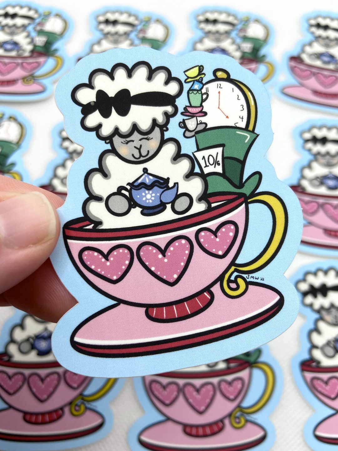 Decal Alice in Wonderland Sheep Sticker Bumper Sticker Mad Hatter Alice