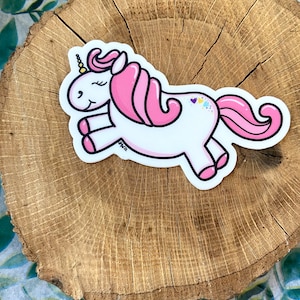 Unicorn Sticker Flying Pink Magical Unicorn Vinyl Bumper Sticker Chubby Cute Unicorn Decal for Laptop Fun Unicorn Sticker for Water Bottle