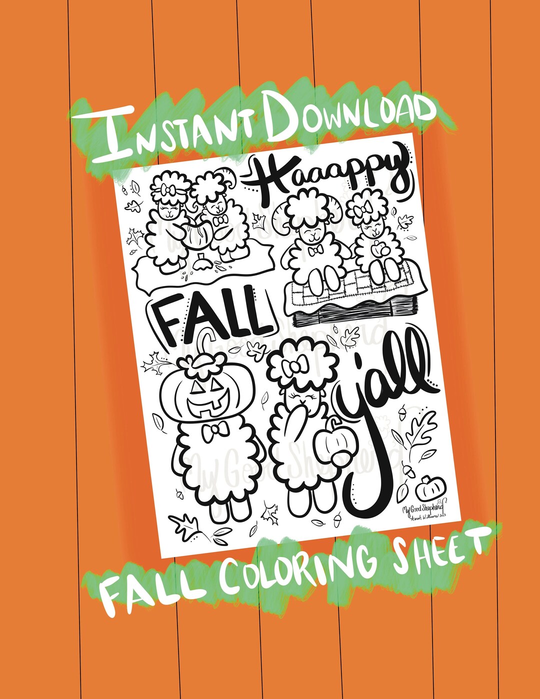 Happy Fall Y'all Coloring Sheet Fall Kids Activity Page Instant ...