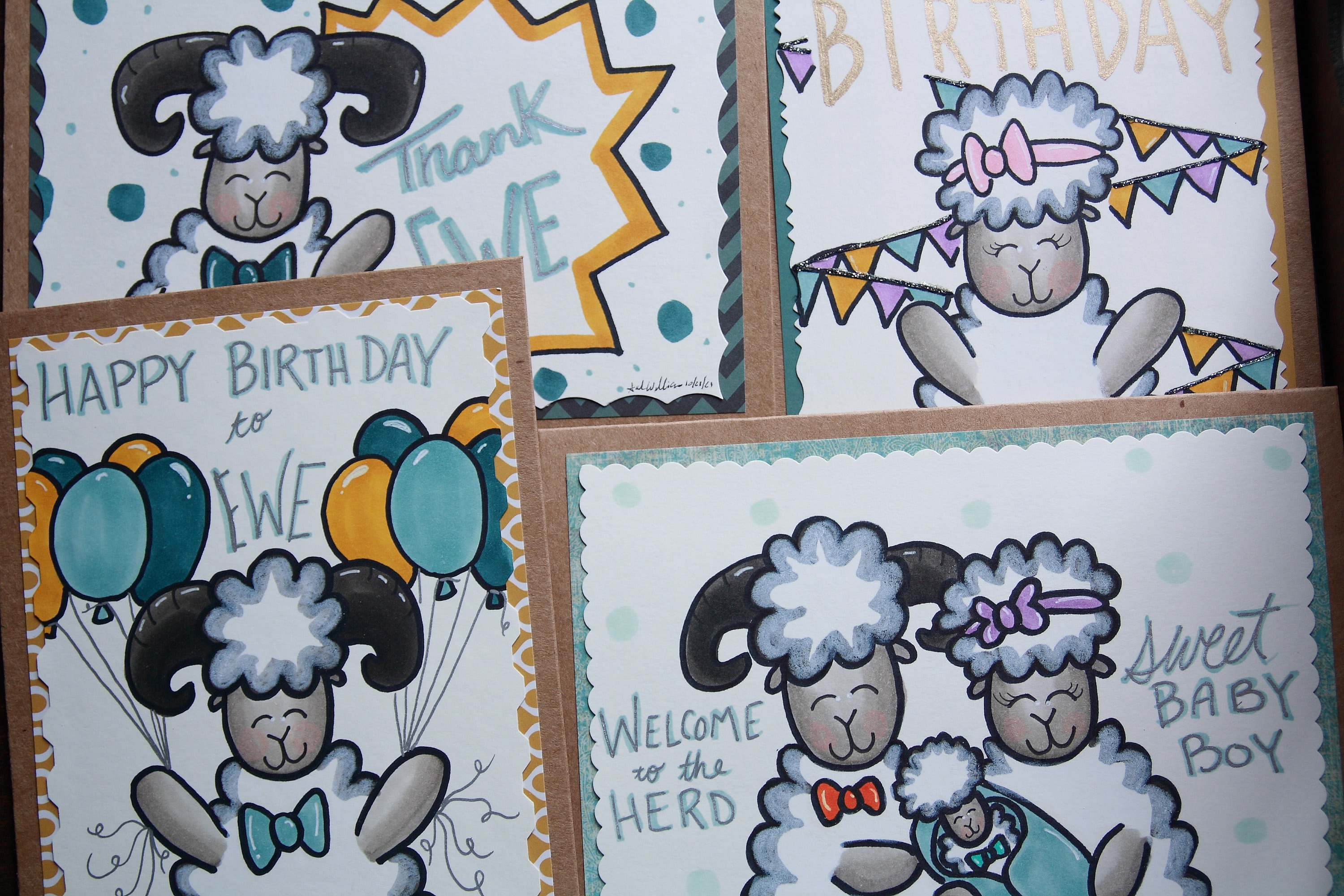 Thank You Card Sheep Thank You Card for Him Animal Thank You Gift Handmade Thank You Ram Card ...