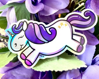 Pegatina de unicornio, pegatina de unicornio holográfica, pegatina de vinilo, calcomanía