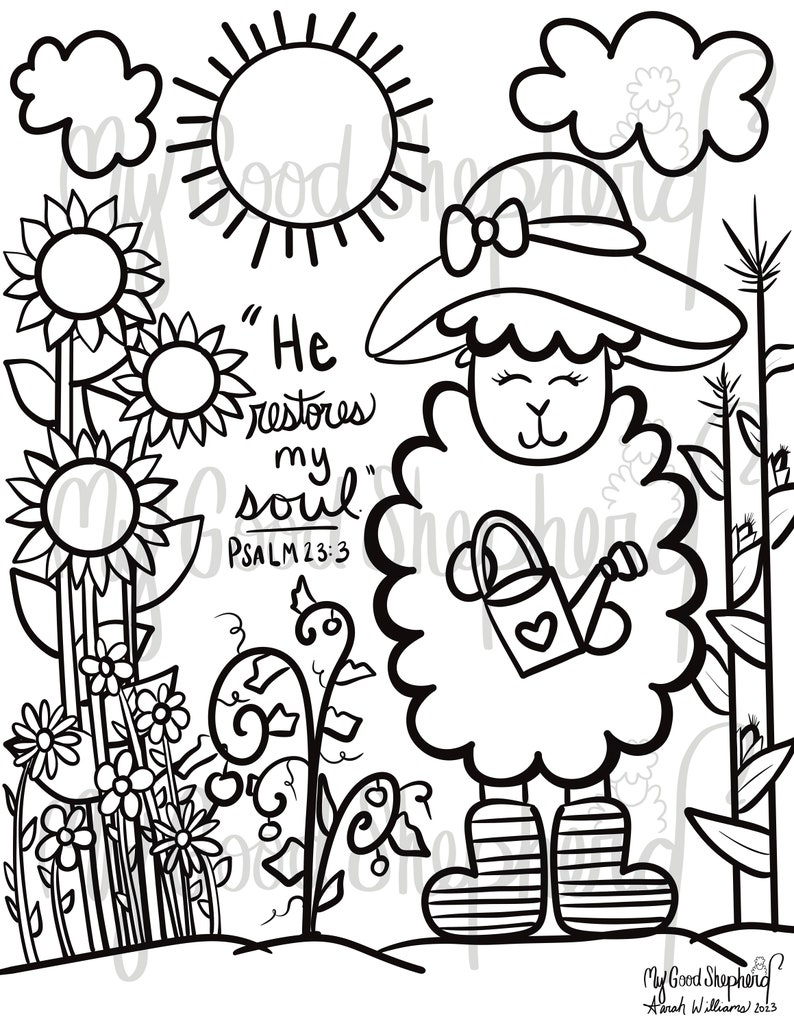 Psalm 23 Coloring Sheets Sheep Instant Download Coloring Page for ...