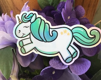 Unicorn Sticker Holographic Unicorn Sticker for Kids Vinyl Teal Unicorn Sticker Car Bumber Unicorn Decal for Laptop Flying Holo Unicorn