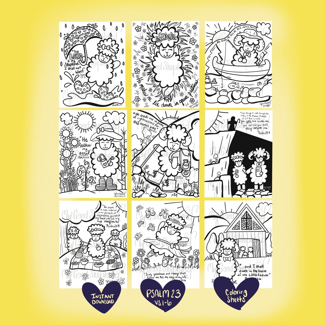 Psalm 23 Coloring Pages: Sheep Bible Verse Activity (digital Download ...