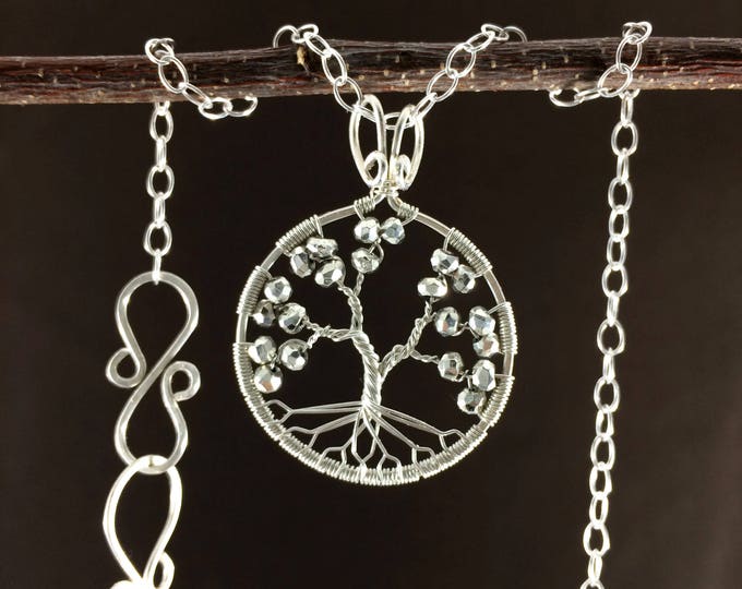 Tree of life necklace Hematite necklace Unique gifts for women gift for wife birthday gift for daughter gift anniversary gift for girlfriend