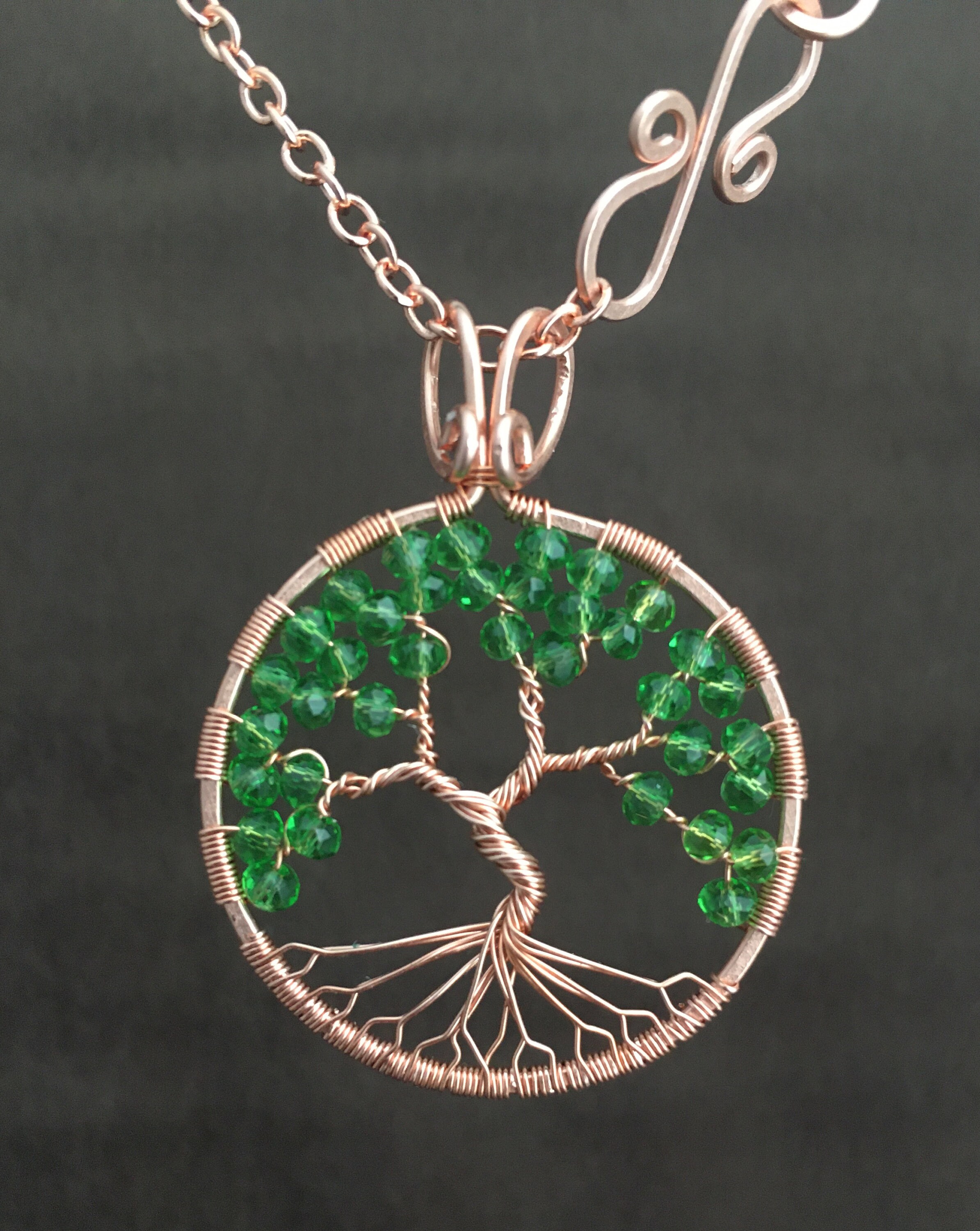 Peridot Colored Crystal Tree of Life Copper Statement ...