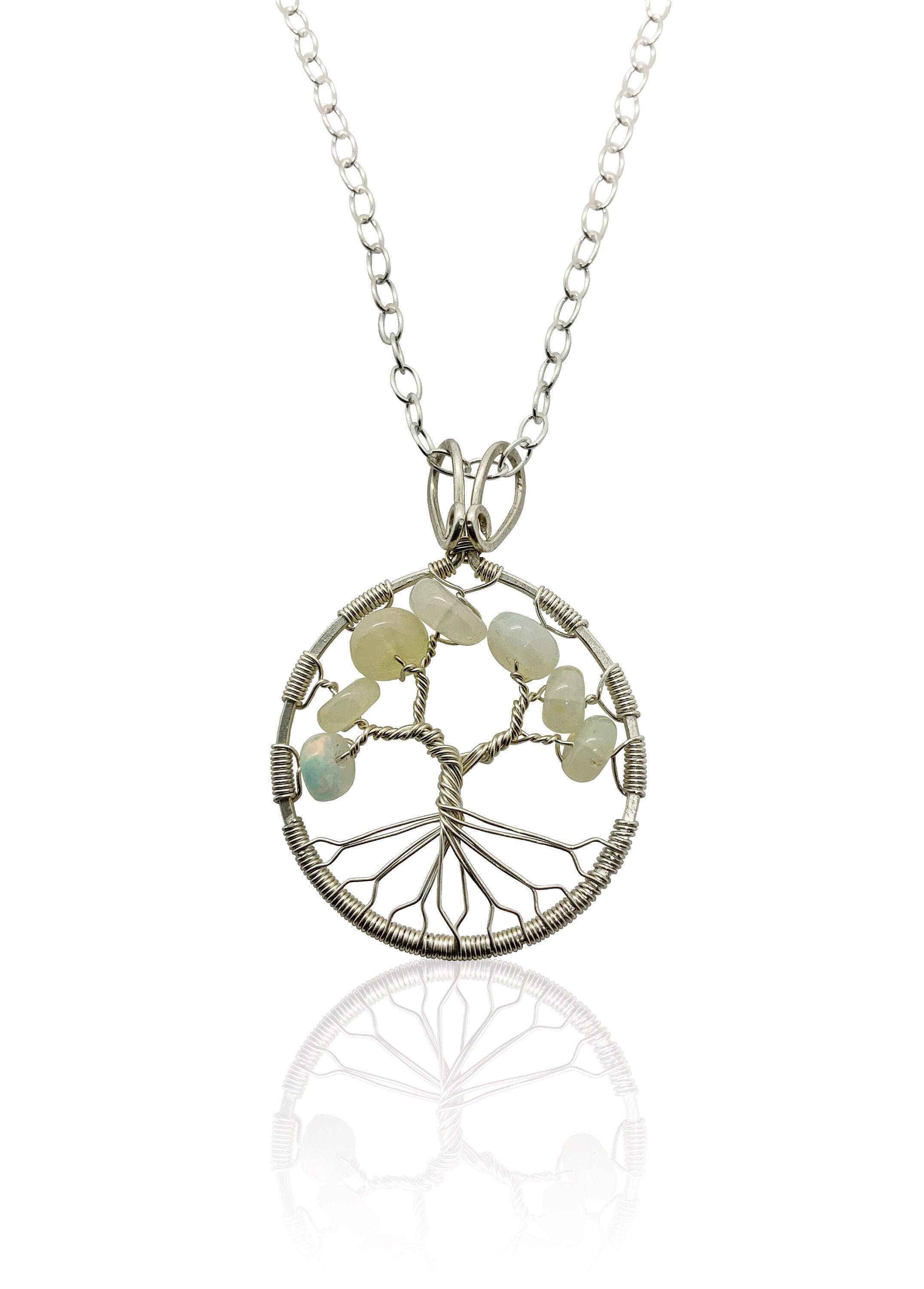 Red Opal Necklace,Opal Silver Pendant October Birthstone,Opal Tree of Life Necklace in Fine Silver Opal Gift for her,Opal Opal Necklace