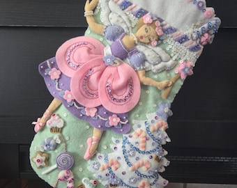 Handgemaakte Sugar Plum Fairy-kerstsok, gepersonaliseerd, Bucilla, 18 inch