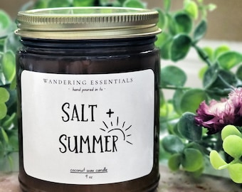 Vela SALT + SUMMER / Vela perfumada de cera de coco / Velas Beach House / Sin parafina / Ecológicas / Vertidas a mano