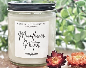 Vela de Néctar de Flor de Luna / Vela perfumada de cera de coco / Velas florales y frutales / Sin parafina / Ecológicas / Vertidas a mano