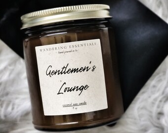 GENTLEMENS LOUNGE Coconut Wax Candle | Father's Day Candle | Gift For Him | Scented Candle | Paraffin-free Candle | Eco friendly Candle