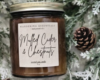 MULLED CIDER & CHESTNUTS Coconut Wax Candle | Christmas Gift | Christmas Candle | Scented Candle | Paraffin-free Candle |Eco friendly Candle