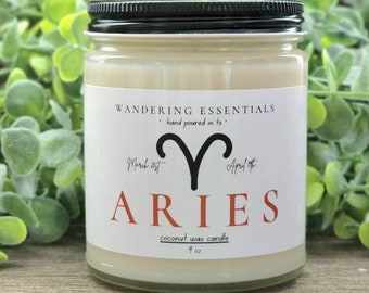 ARIES Zodiac Zodiac Coconut Wax Candle | Scented Candle | Paraffin-free Candle | Eco friendly Candle | Hand Poured