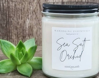 SEA SALT ORCHID Coconut Wax Candle | Natural Candle | Paraffin-free | Eco friendly | Scented Candle | Hand Poured