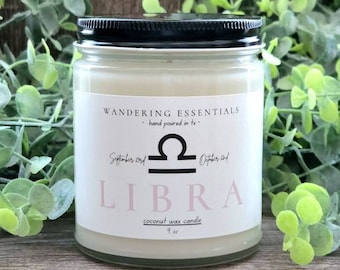 LIBRA Zodiac Coconut Wax Candle | Scented Candle | Paraffin-free Candle | Eco friendly Candle | Hand Poured