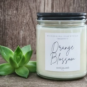 ORANGE BLOSSOM Coconut Wax Candle Natural Candle Paraffin-free Eco friendly Hand Poured 9 oz