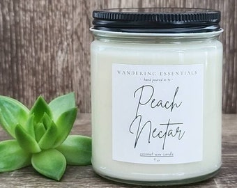 PEACH NECTAR Coconut Wax Candle | Natural Candle | Paraffin-free | Eco friendly | Hand Poured