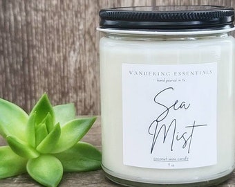 SEA MIST Coconut Wax Candle | Natural Candle | Paraffin-free | Eco friendly | Scented Candle | Hand Poured