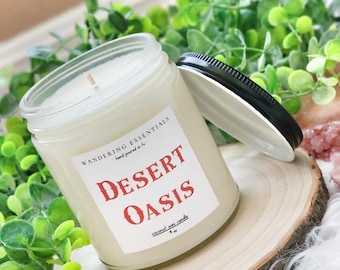 Vela OASIS DESERT / Vela perfumada de cera de coco / Aroma a agave, aloe y pachulí / Sin parafina / Ecológica / Vertida a mano