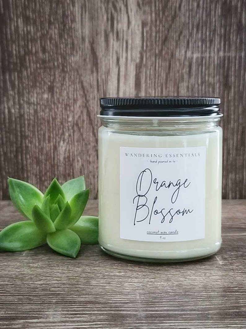 ORANGE BLOSSOM Coconut Wax Candle Natural Candle Paraffin-free Eco friendly Hand Poured 9 oz