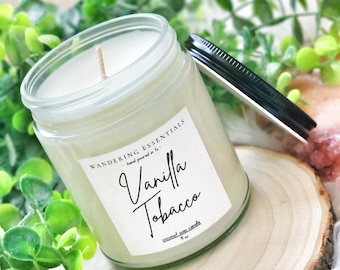 Vela de vainilla y tabaco / Vela perfumada de cera de coco / Velas unisex especiadas / Sin parafina / Ecológicas / Vertidas a mano