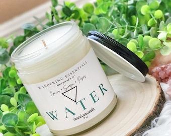 Vela de cera de coco con aroma a agua / Limón, ylang ylang, jazmín, geranio y sándalo / Sin parafina / Ecológica / Vertida a mano