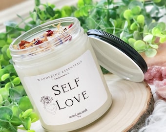 Vela SELF LOVE / Vela perfumada de cera de coco / Velas de flor de durazno / Sin parafina / Ecológicas / Vertidas a mano