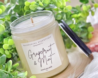 Vela de POMELO Y MENTA / Vela perfumada de cera de coco / Velas frutales y terrosas / Sin parafina / Ecológicas / Vertidas a mano