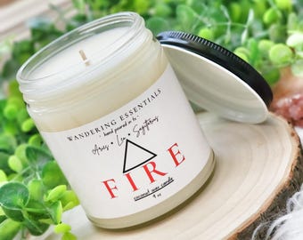 Vela con elemento FUEGO / Vela perfumada de cera de coco / Aroma a cedro, clavo, pachulí y naranja / Sin parafina / Ecológica / Vertida a mano