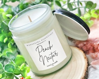Vela de Néctar de Durazno / Vela perfumada de cera de coco / Velas frutales / Sin parafina / Ecológica / Vertida a mano