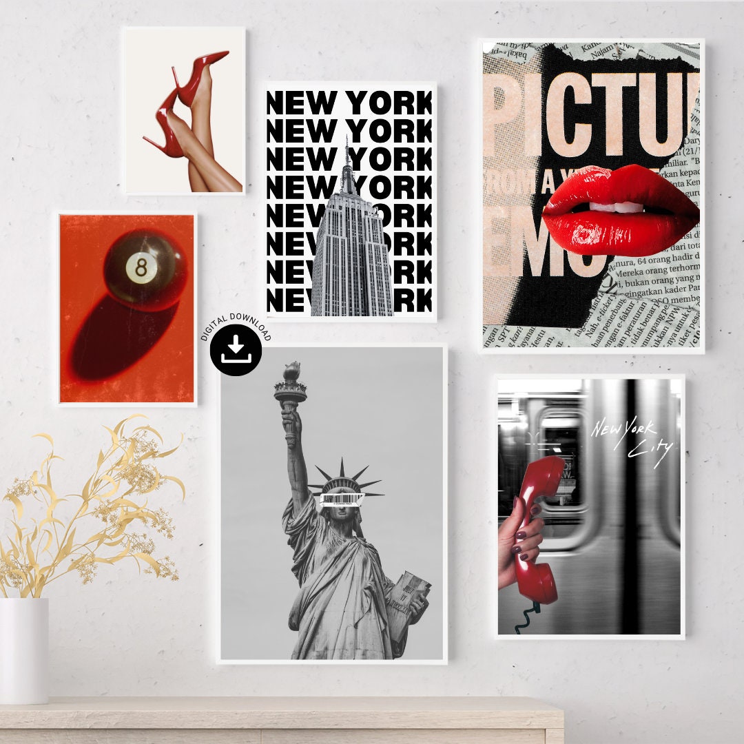 New York City Wall Decor, Vintage Room Art, Wall Collage Art Print