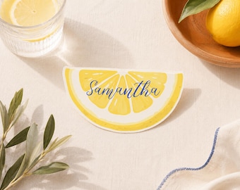 Lemon Yellow Place Cards | Personalized Name Tags, Bridal Shower, Bridesmaid Gift, Custom Name Place Cards Weddings