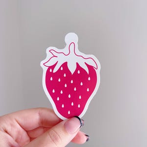 Strawberry Sticker | Kindle Sticker, Phone Sticker, Laptop Sticker, Vinyl Decal, Water Bottle Sticker, Waterproof Sticker | Totally Posie