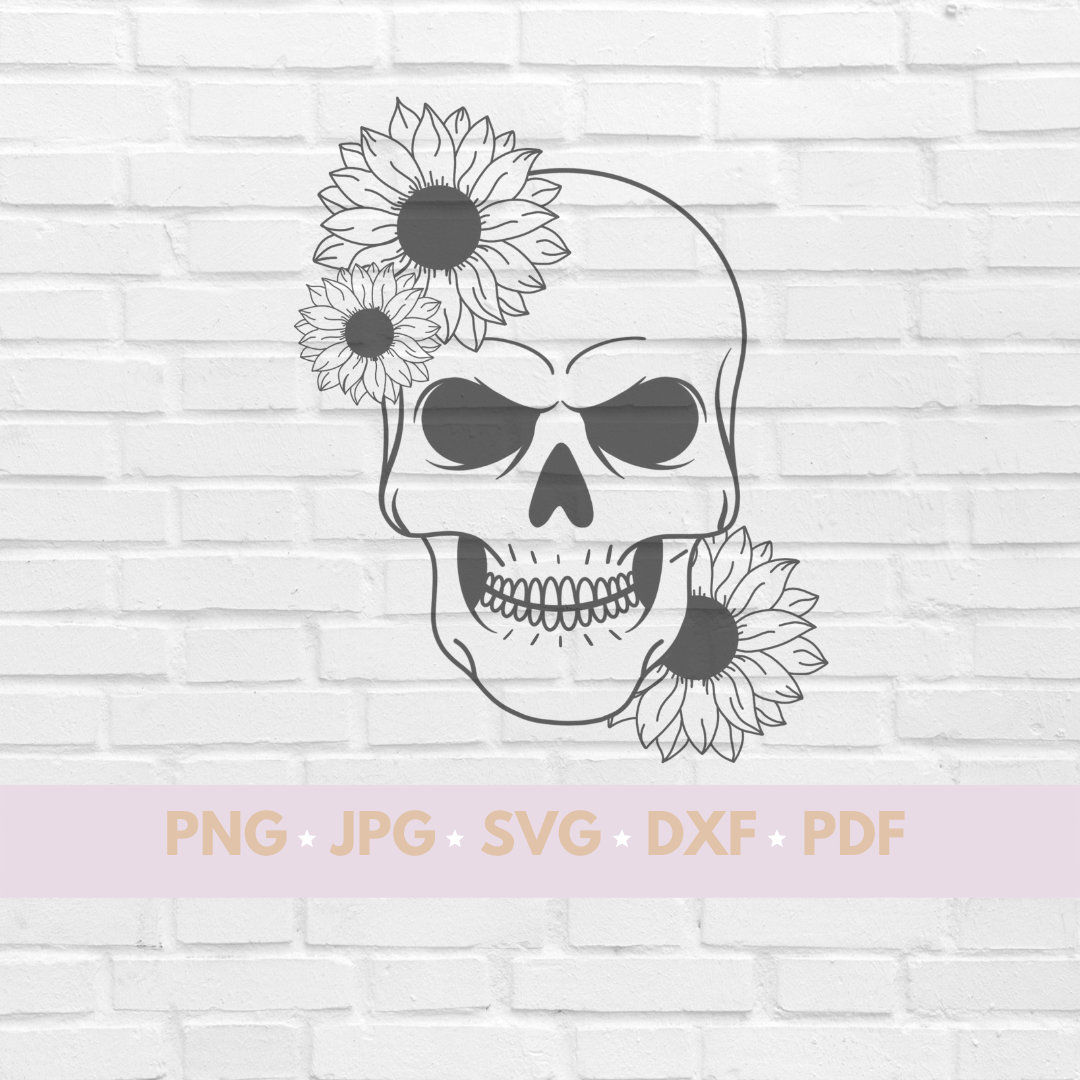 Sunflower Skull Svg Skull Skelton Head Flower Fall Etsy 日本