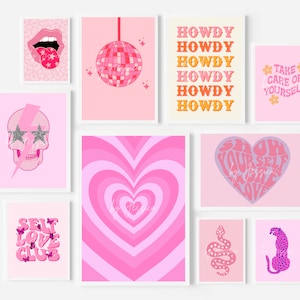 Pink Wall Decor Preppy Room Art Set of 10 Pink Wall Collage - Etsy