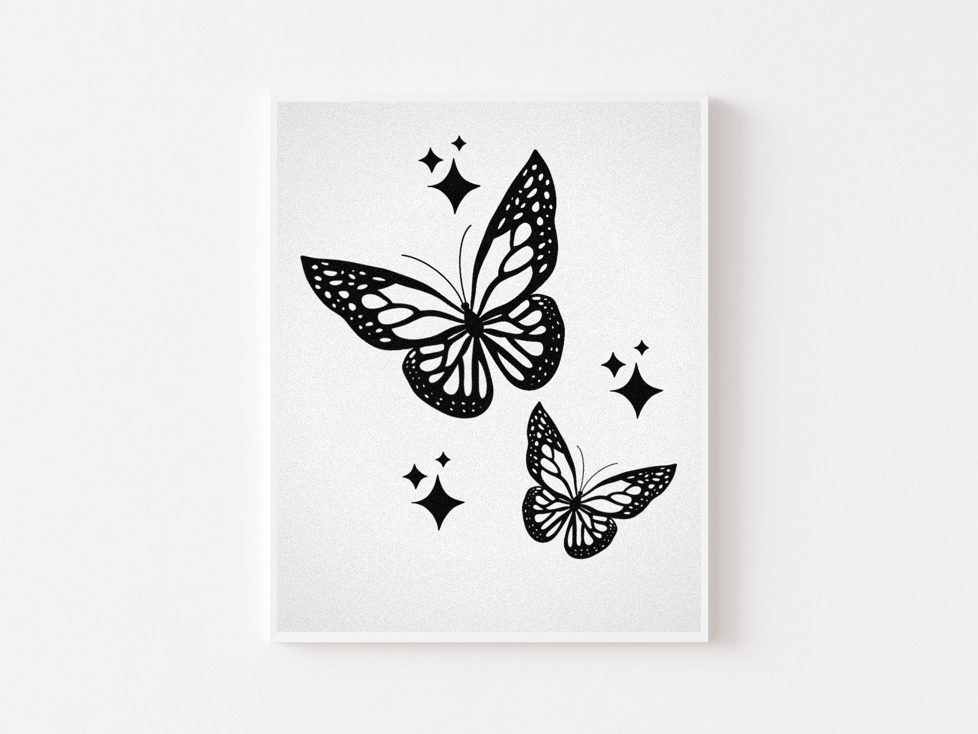 Decor Mural Noir Et Blanc Papillons Faire De Mon Mieux Etsy France