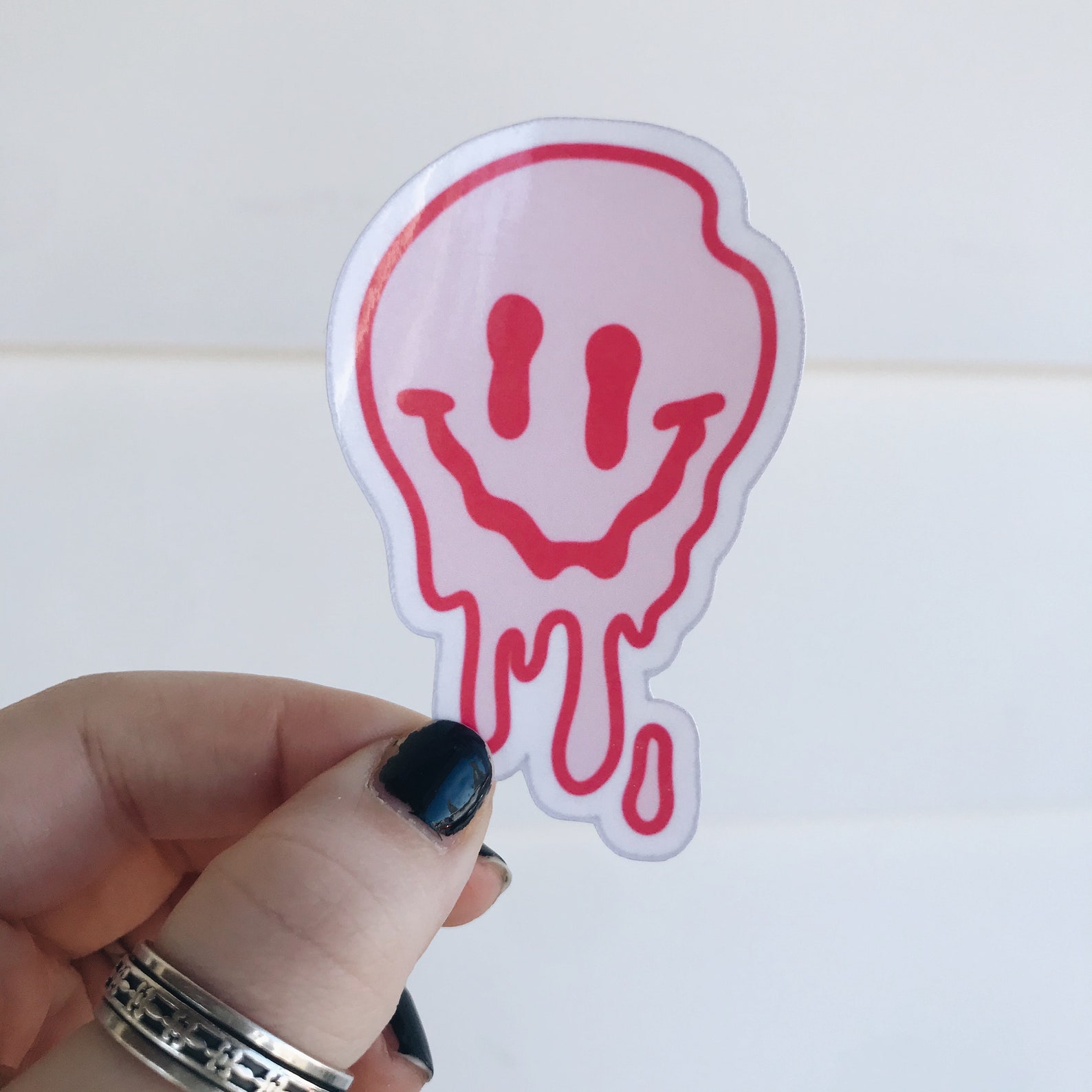 Melted Smiley Face Sticker Drip Acid Smile VSCO Stickers Etsy
