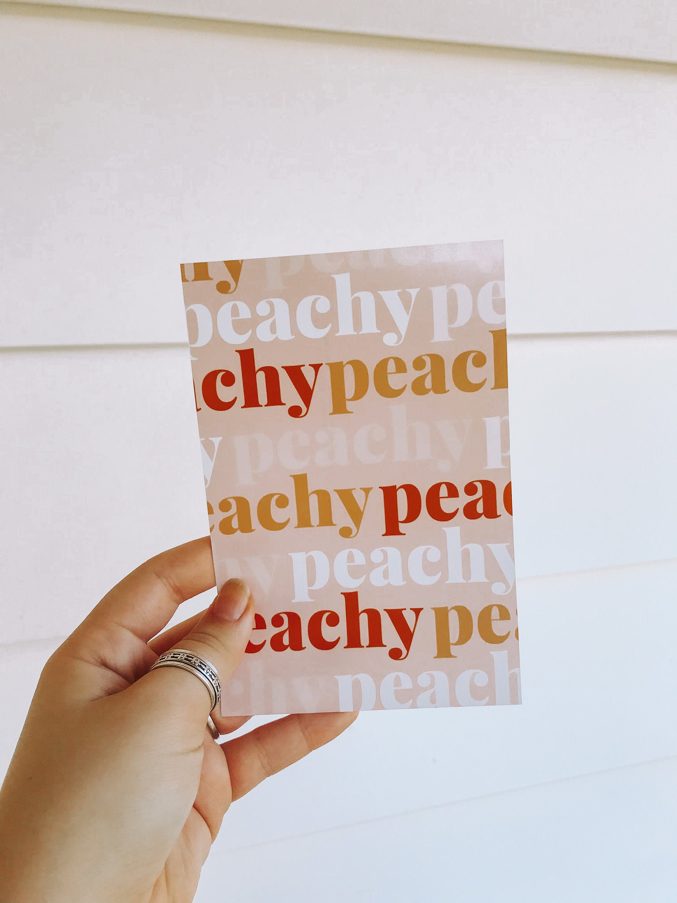Peachy Print / Peach Colored Print / Peach White Prink Print Etsy
