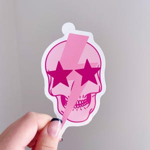 Pink Skull Sticker | Kindle Sticker, Phone Sticker, Laptop Sticker, Vinyl Decal, Water Bottle Sticker, Waterproof Sticker | Totally Posie