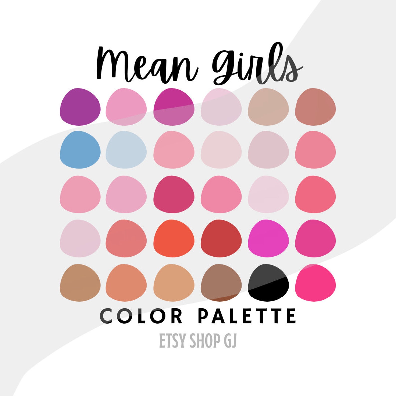 Mean Girls Procreate Color Palette Pink. Purple Blue Etsy
