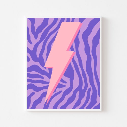 Purple Zebra Print Wall Art Pink & Purple Room Decor Pink Etsy