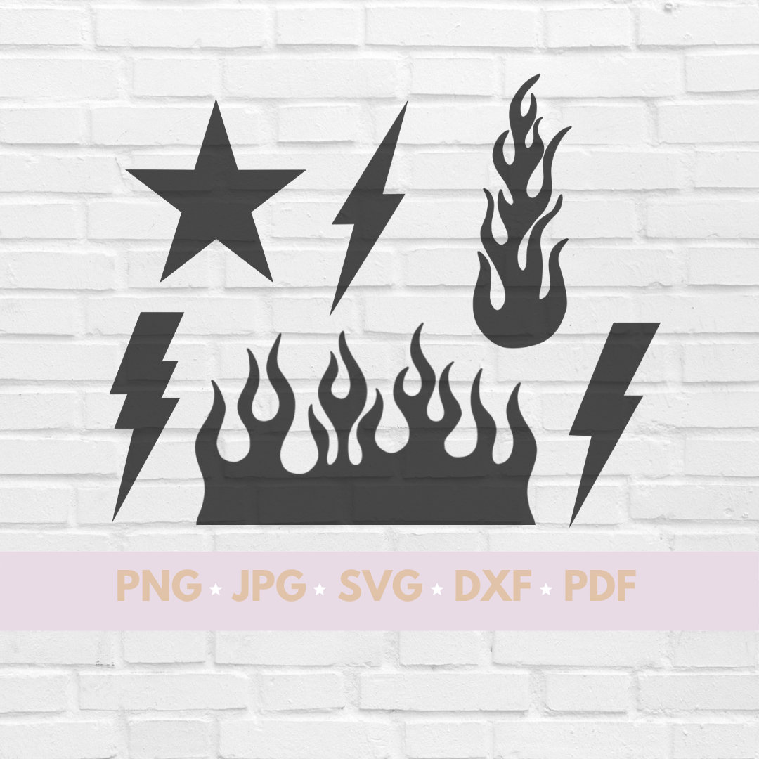 Download Basic SVG Bundle Star Lightning Bolt Flames Digital File ...